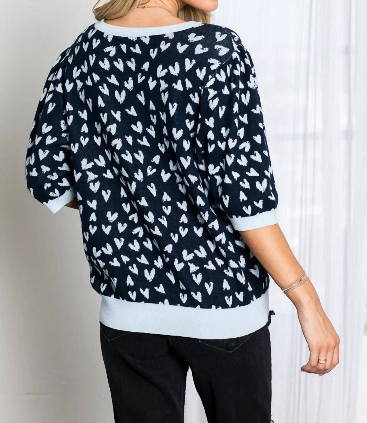 Joh - Sweetheart Short Sleeve Heart Sweater