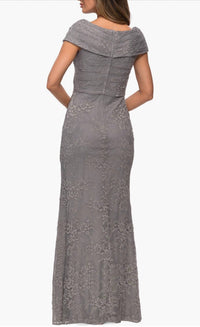 La Femme - Lace Off Shoulder Gown