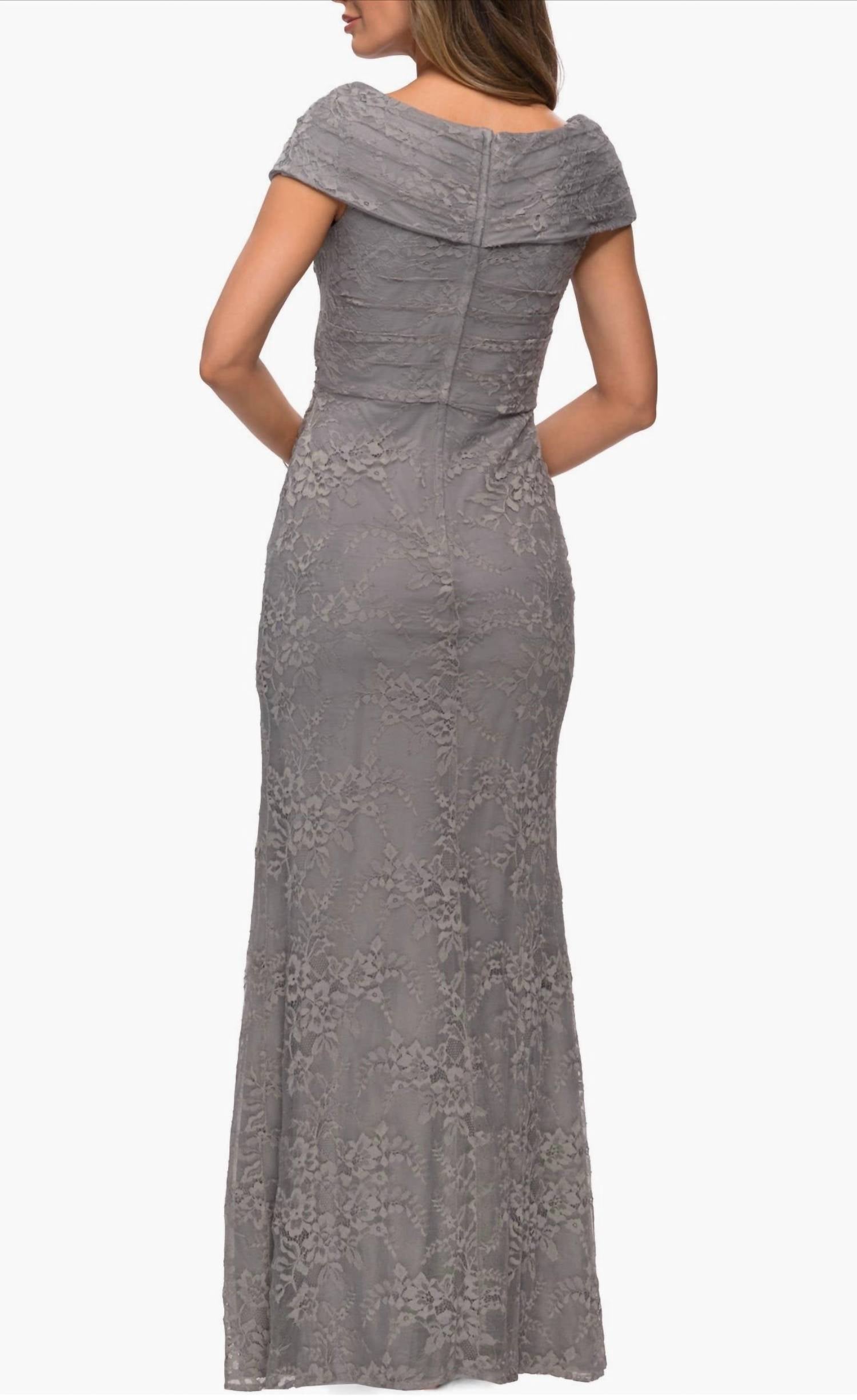 La Femme - Lace Off Shoulder Gown