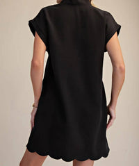 Glam - Scallop V-neck Mini Dress