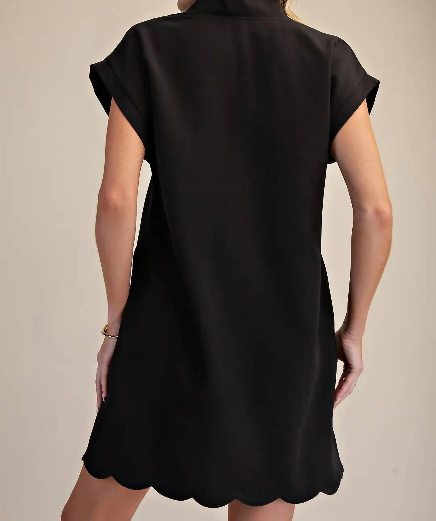 Glam - Scallop V-neck Mini Dress