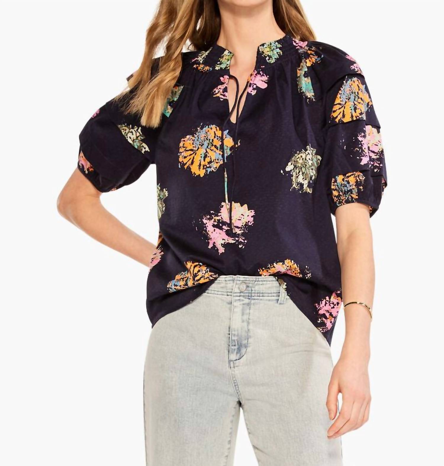 Nic + Zoe Women's Bess Bright Spot Top in indigo multi - women's top