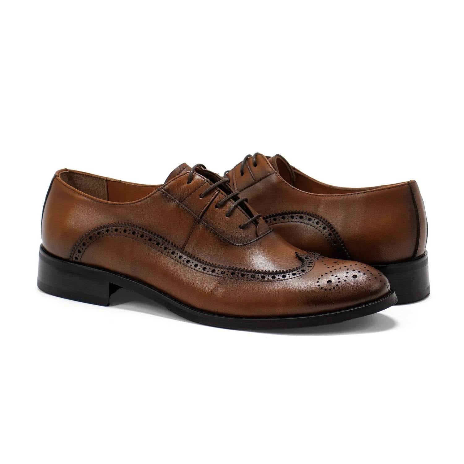 Hakki - Men's Genova Leather Wingtip Oxford Shoes