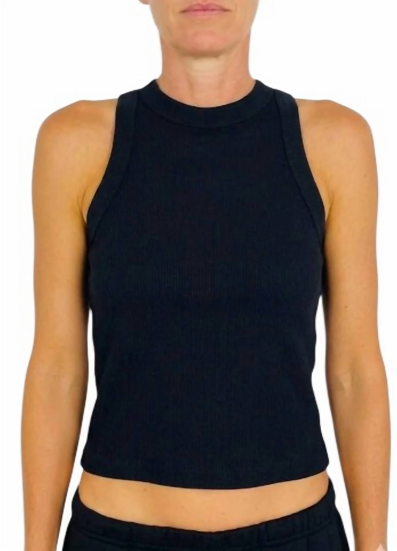 Meraki Gretchen Ribbed Tank Top in black - women's tank top