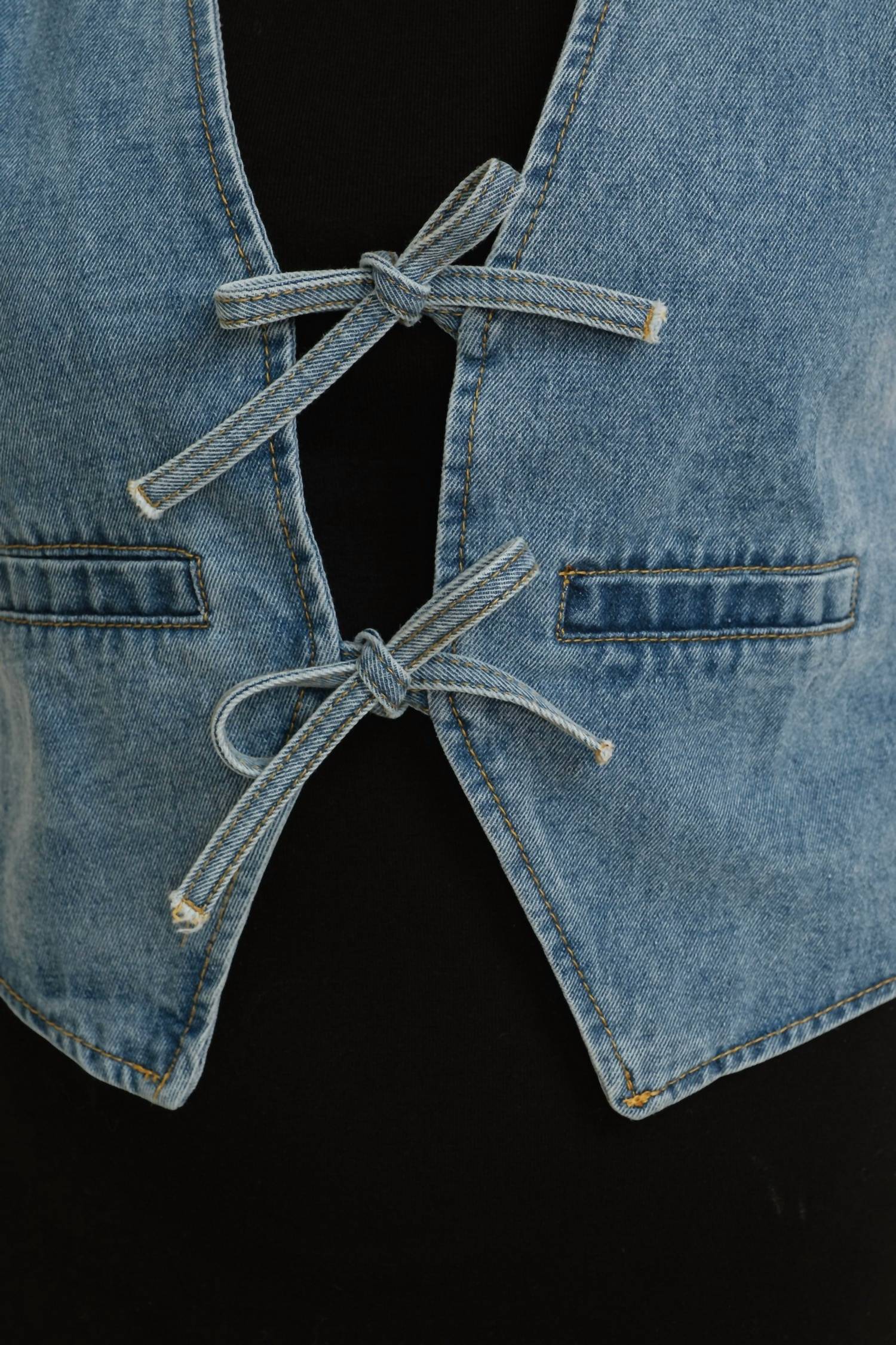 Cloud Ten - Tie Front Denim Vest