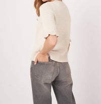 Repeat Cashmere - Short Sleeve Cotton Textured Knit Sweater