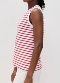 Atm - Women's Stripe Sleeveless Boy Top