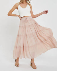 Sweet Lovely By Jen - Casual Pull On Elastic Waist Tiered Maxi Skirt