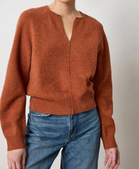 Lilla P Women's Split Neck Raglan Pullover Top in chutney - women's sweater