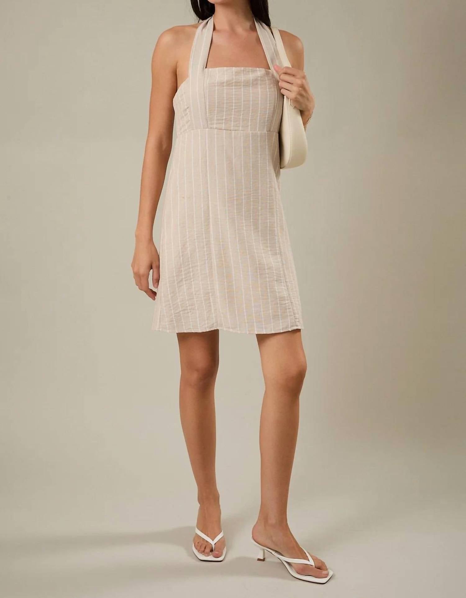 Gilli - Gabriella Stripe Halter Mini Dress