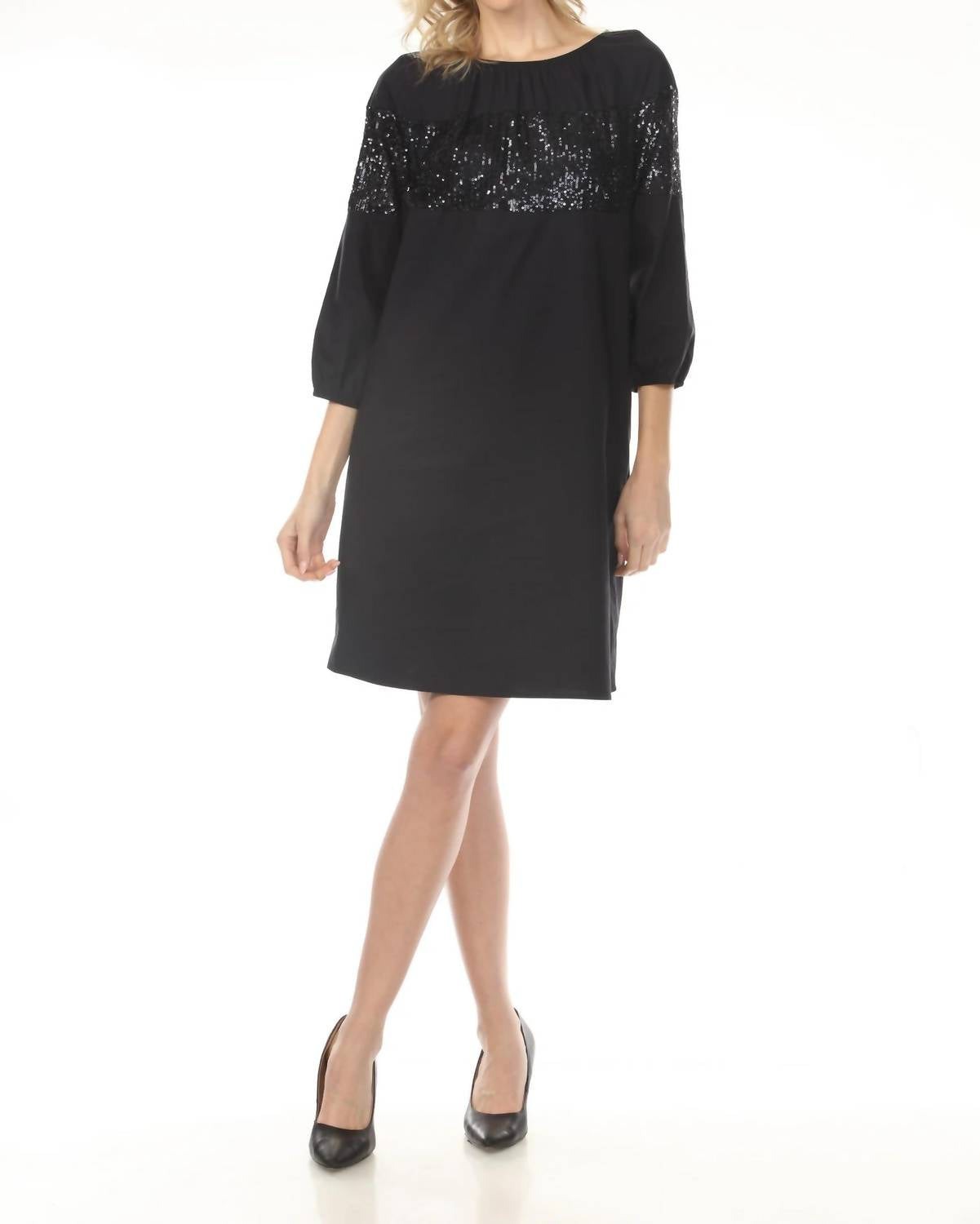 Joseph Ribkoff - Sequined Puff Sleeve Shift Dress