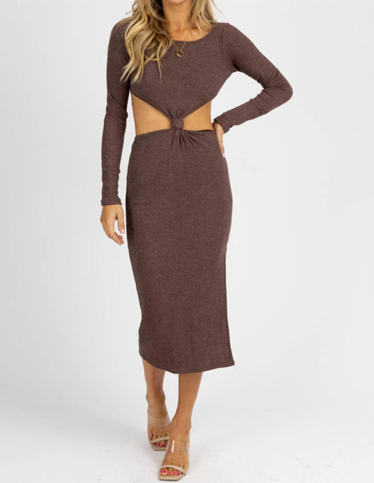 LONG SLEEVE FRONT TWIST MIDI DRESS