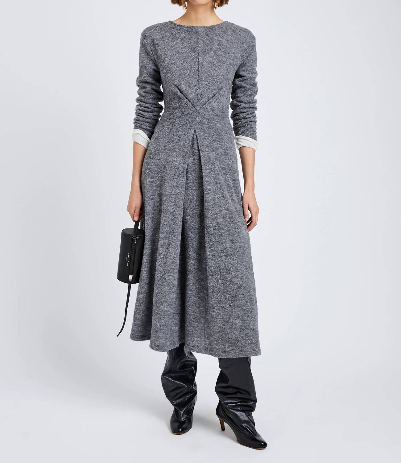 Proenza Schouler White Label Sai Wool Jersey Midi Dress in grey melange - women's dress