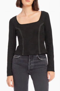 Fifteen Twenty - Contrast Faux Suede Stitch Top