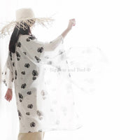 Big Bear And Bird - Women's Tropical Palm Leaves Kimono