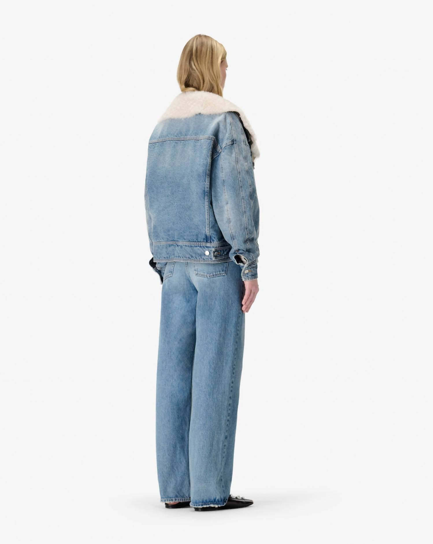 IRO Sophia Denim Jacket in blue vintage - women's jacket - detail view