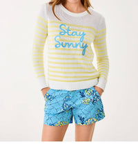 Lilly Pulitzer Kelsa Long Sleeve Sweater in resort white stay sunny - women's sweater - detail view