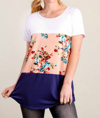 Simply Ruby - Color block floral long tee