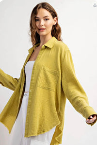 Ee:Some - Mineral Washed Cotton Gauze Top
