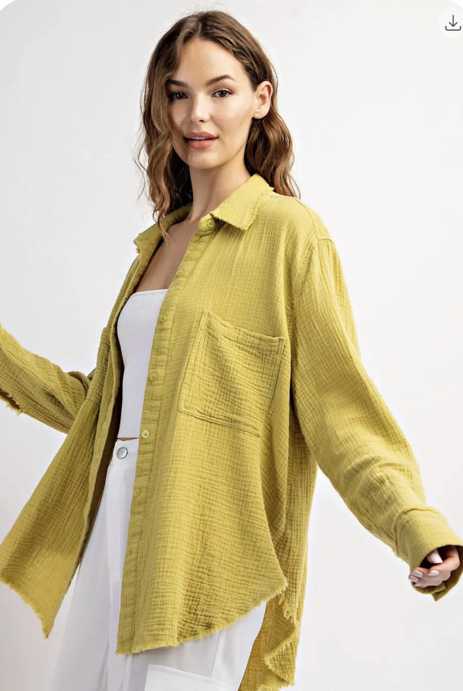 Ee:Some - Mineral Washed Cotton Gauze Top
