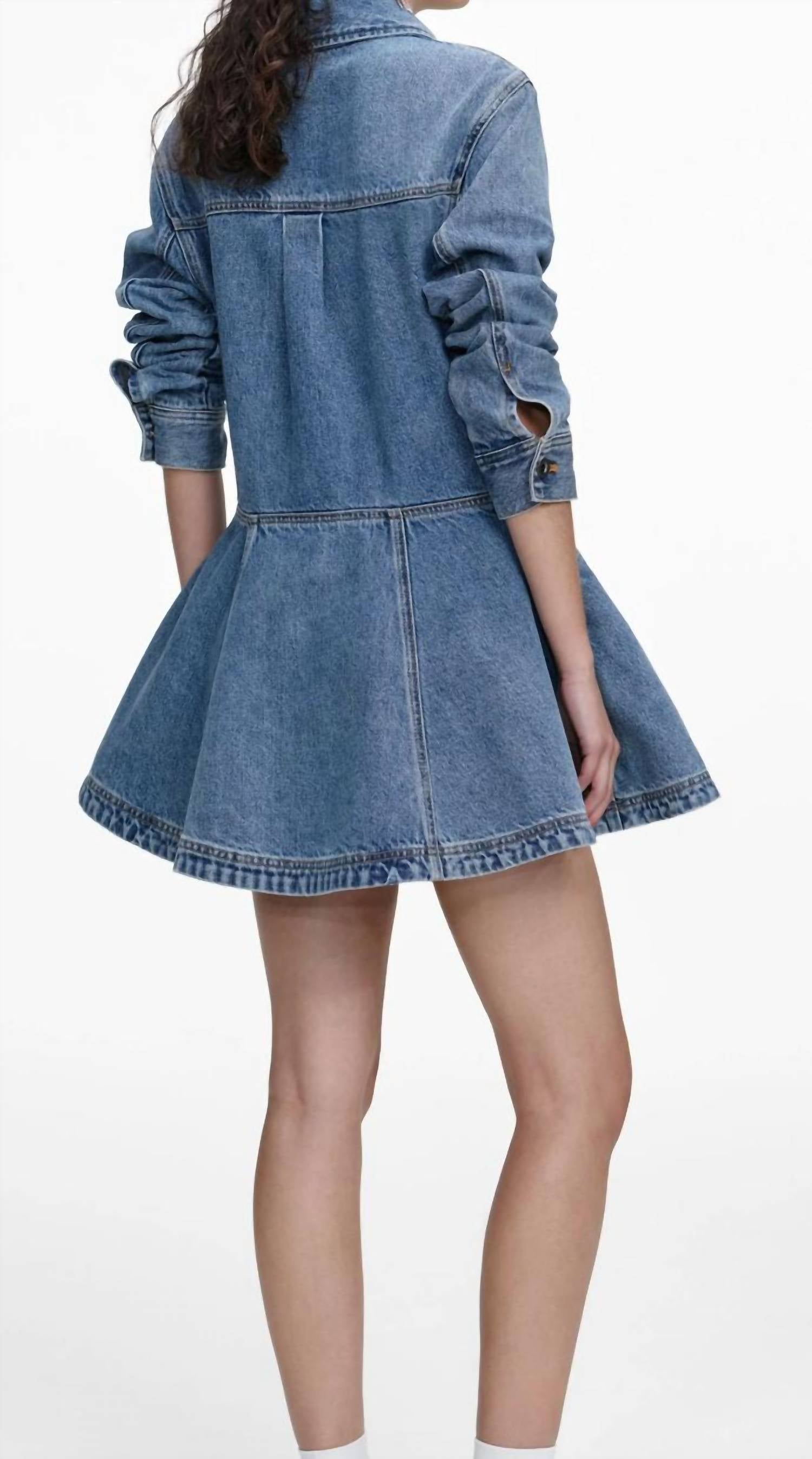 Self-Portrait - Denim Mini Shirt Dress