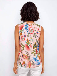 Charlie B - Printed Sleeveless Ruffle Neck Top