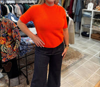 Yolly Felice Short Sleeve Sweater in orange - women's sweater
