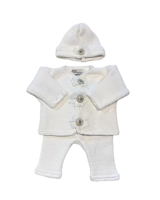 Gita - Girl's 2pc Cardigan With Light Crystal/rhinestone With Hat