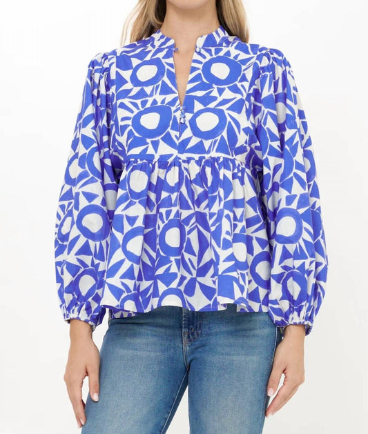 Oliphant - Mandarin Long Balloon Sleeves Top