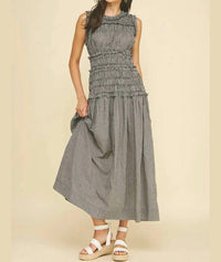 Pinch - Gingham Shirring Detailed Maxi Dress