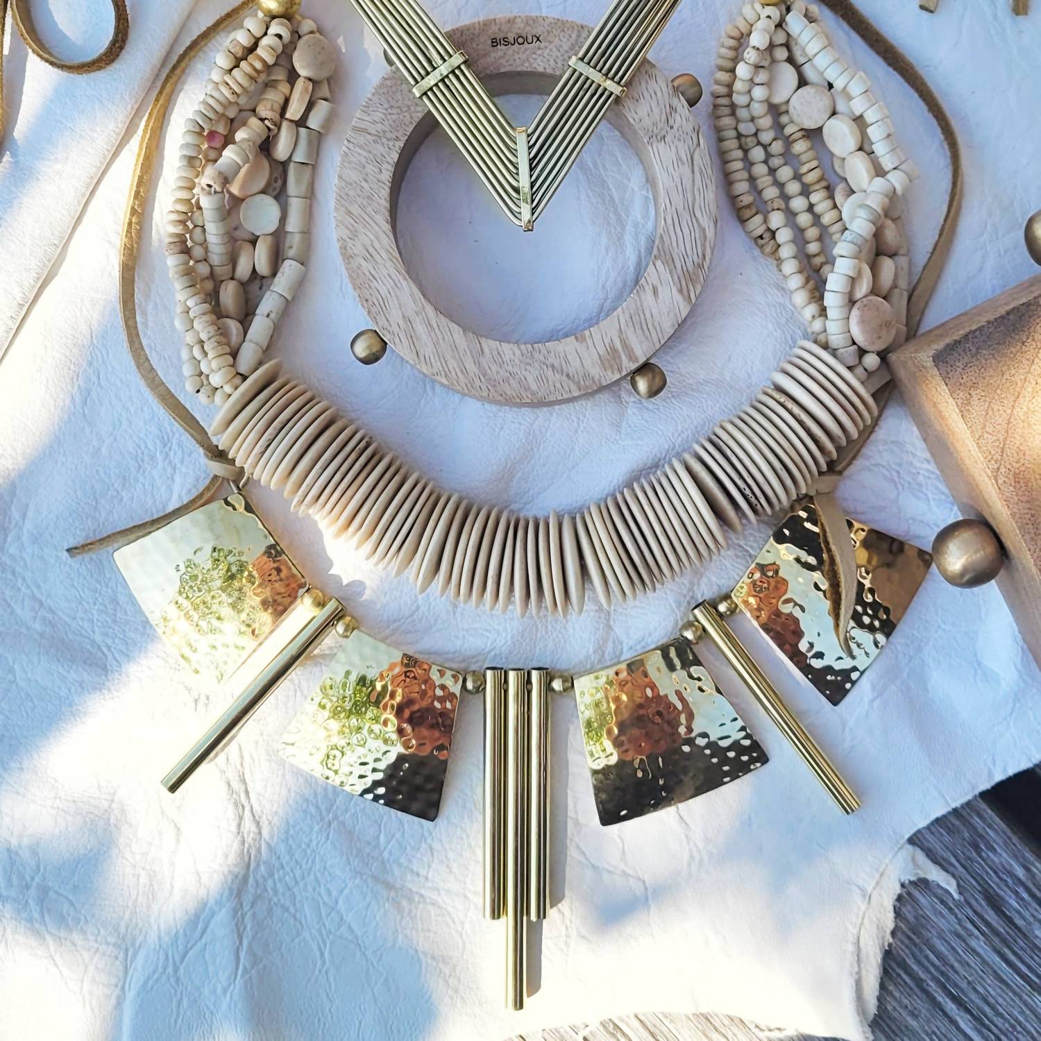 Bisjoux - Women's Handmade Bold Beaded Bone Necklace