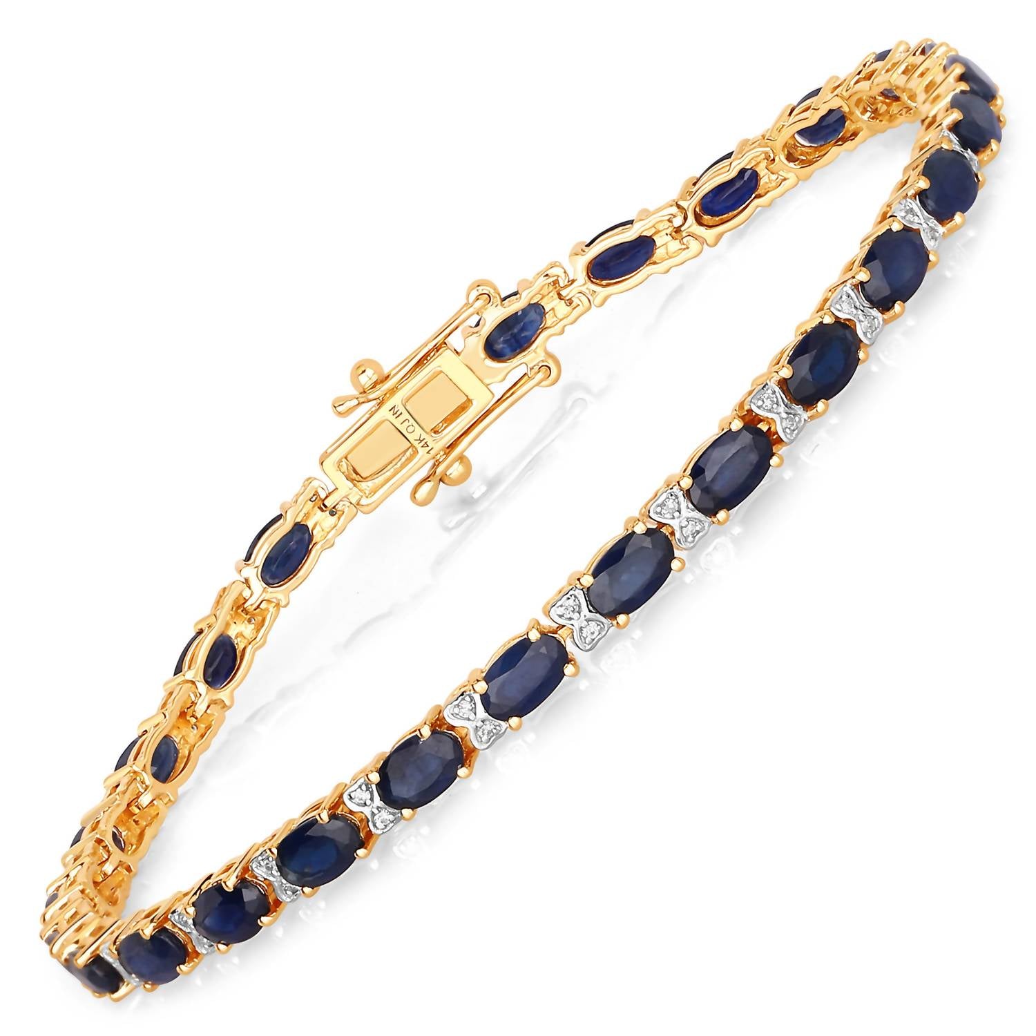 Diana M Jewels Women's Oval Natural Sapphire Bracelet (5.87 Ct) - Elegant in 14k yellow gold - women's jewelry - alternate view