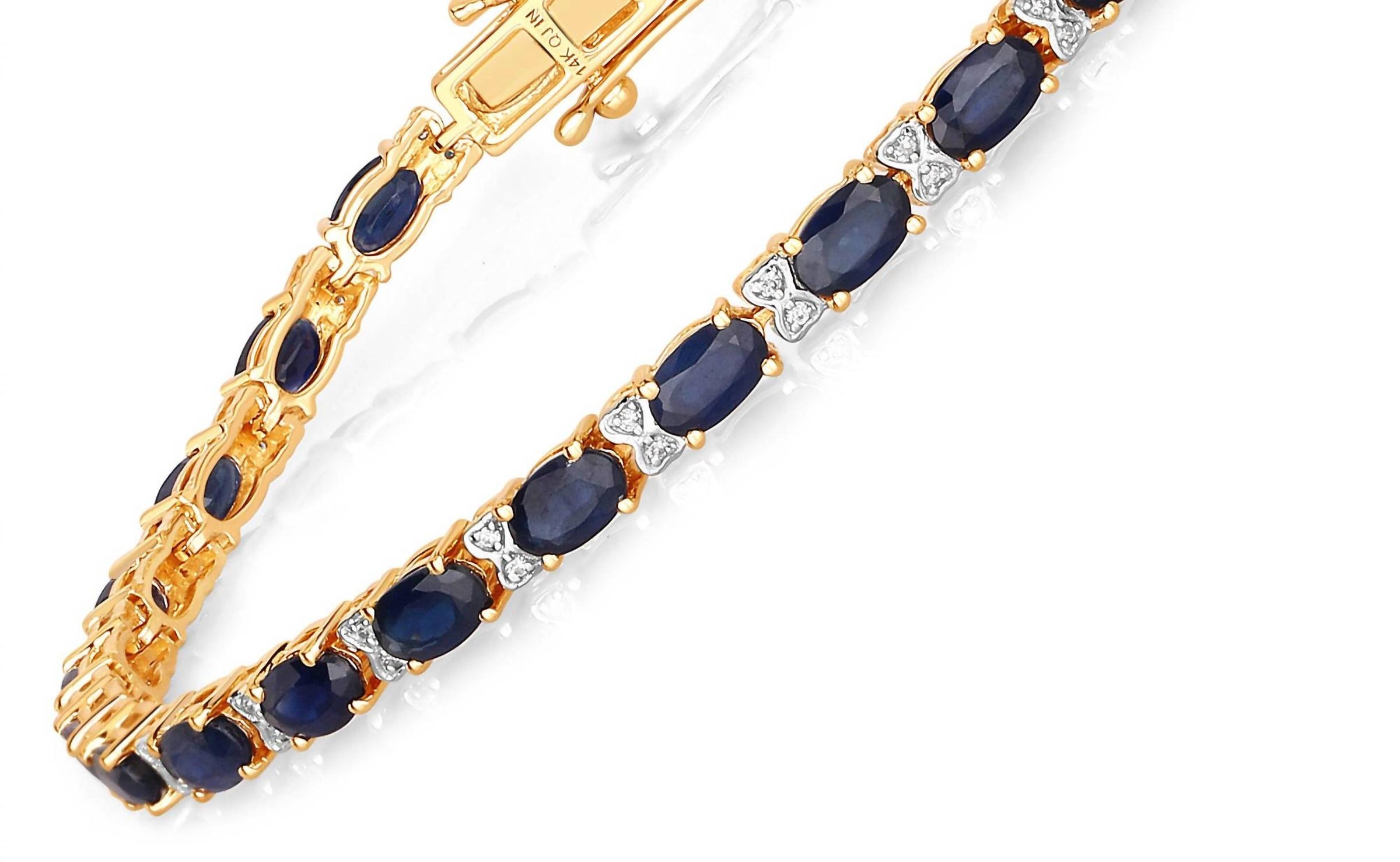 Diana M Jewels Women's Oval Natural Sapphire Bracelet (5.87 Ct) - Elegant in 14k yellow gold - women's jewelry - detail view