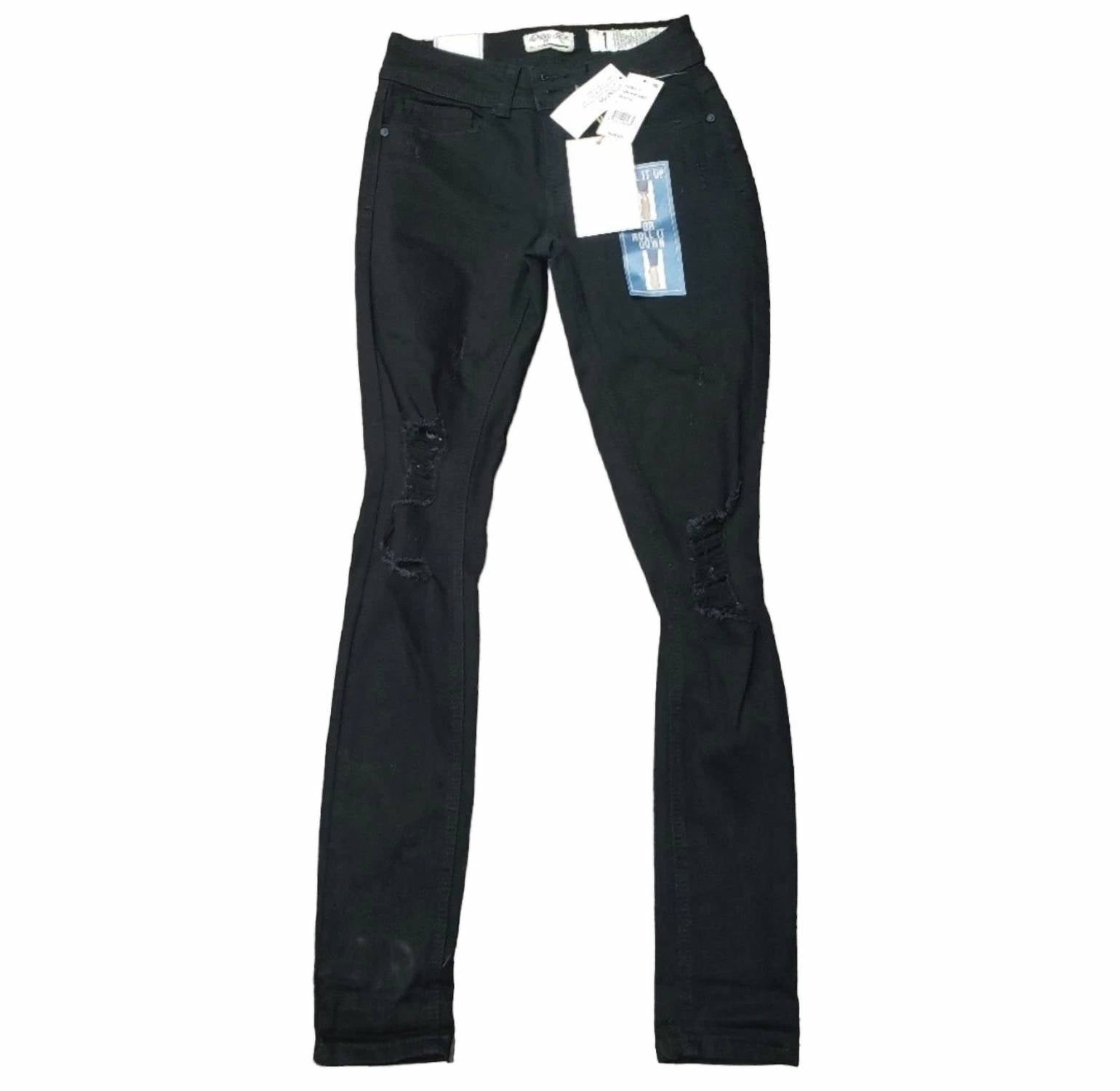 Indigo Rein - Juniors Mid Rise Ripped Ankle Skinny Jeans