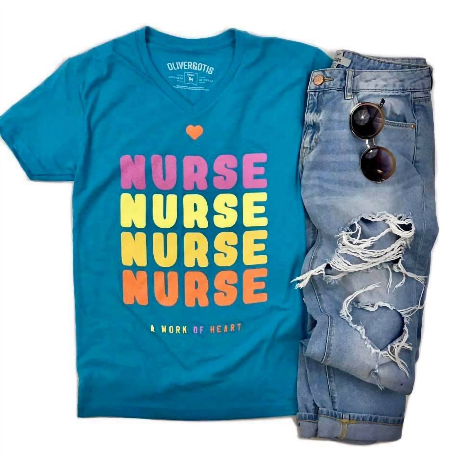 Oliver & Otis - Women's Nurse, A Work Of Heart Graphic Tee Shirt
