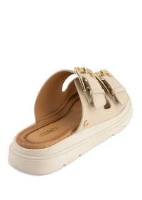 Andrea Women's Buckle Closure Sandal in beige - women's sandal - detail view