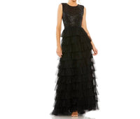 Mac Duggal - Ruffle Tiered Sequin High Neck Gown Dress