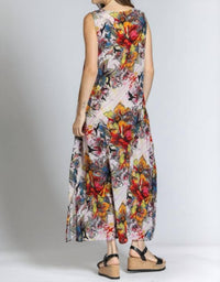 APNY V-neck Tank Long Dress in yellow red multi - women's dress - alternate view