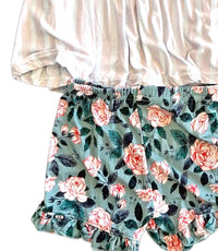 Laree + Co. - Girl's Evelyn Floral Bamboo Flutter Sleeve Tunic and Short Set