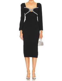 Self-Portrait - Diamante Bow Midi Dress