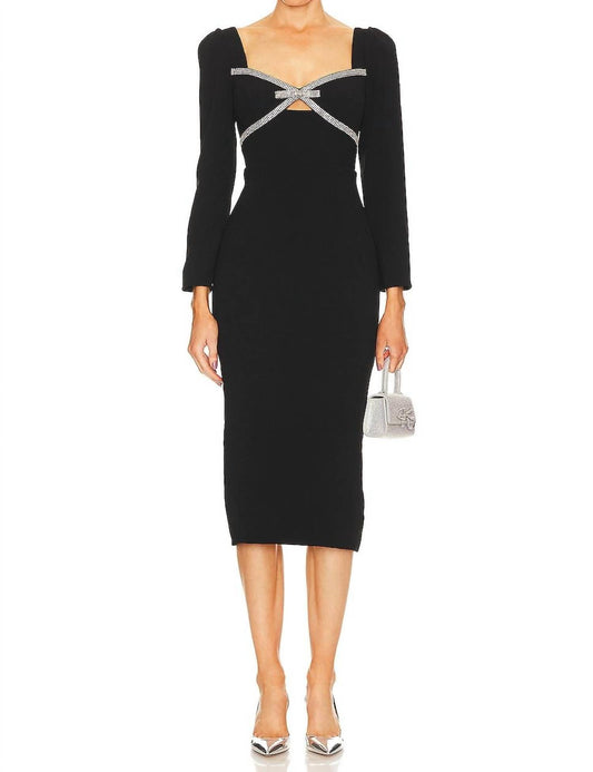 Self-Portrait - Diamante Bow Midi Dress