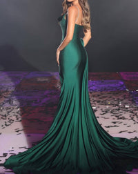 PORTIA&SCARLETT Jeweled Foldover Prom Gown in emerald - women's dress - detail view