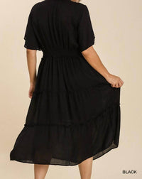 Umgee - Smocked Tiered Maxi Dress - Plus
