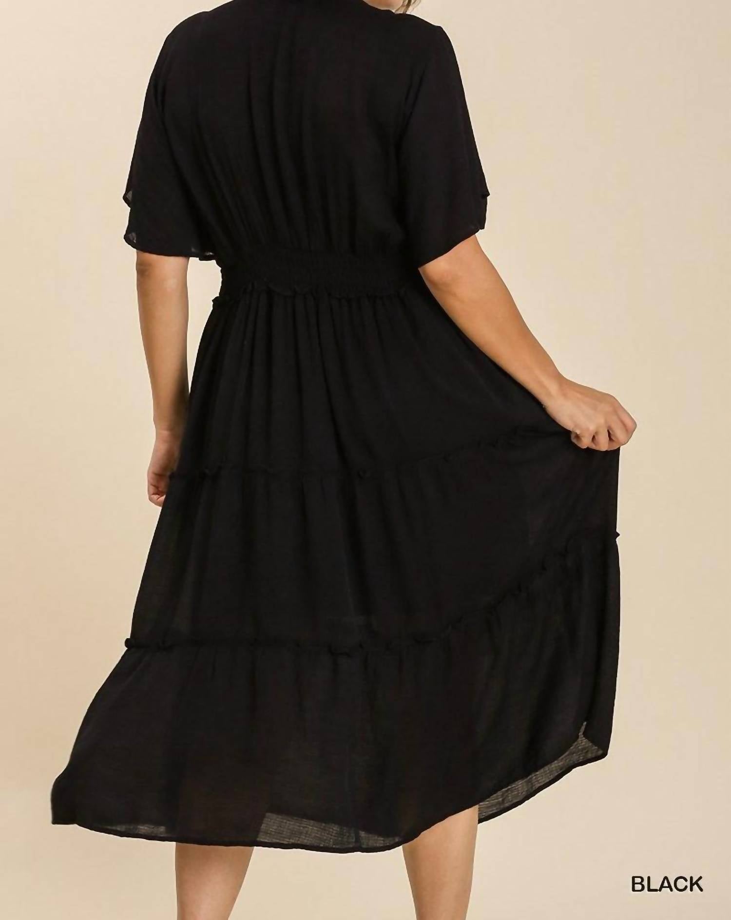 Umgee - Smocked Tiered Maxi Dress - Plus