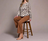 Tribal - Long Sleeve Crew Neck Top With Shirttail