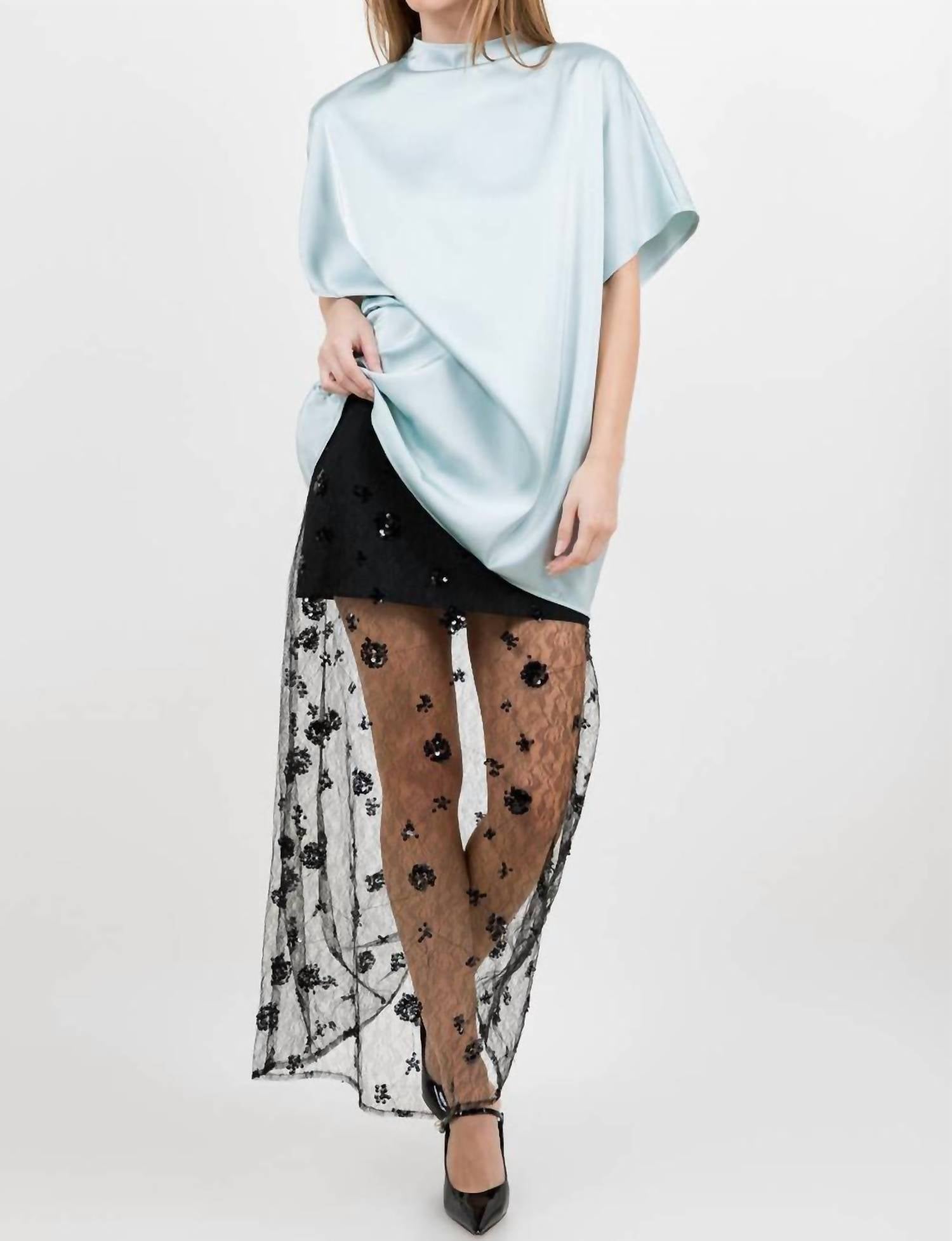 Whiteroom+Cactus - Semi Sheer Sequined Lace Midi Skirt