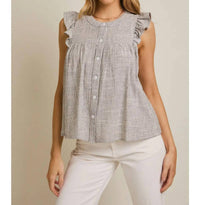 Gilli - Round Neck Ruffle Sleeve Top