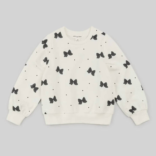 Miles Baby - Girls Glitter Bow Ruffle Sweatshirt