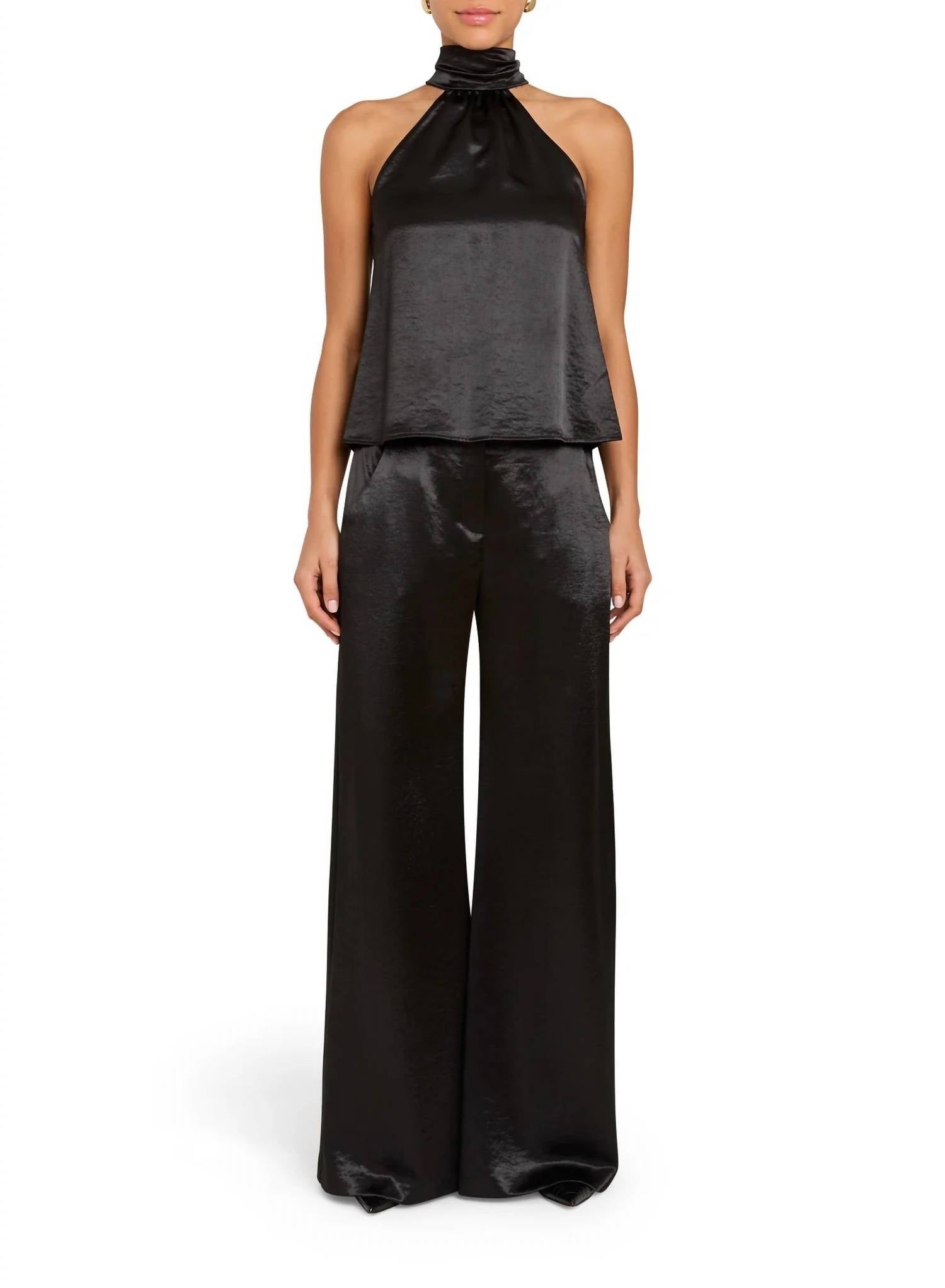 Amanda Uprichard Fontana Sleeveless Top in black - women's blouse - detail view