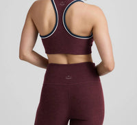BEYOND YOGA Women's Spacedye Ready Bra in midnight burgundy heather - women's intimate - detail view